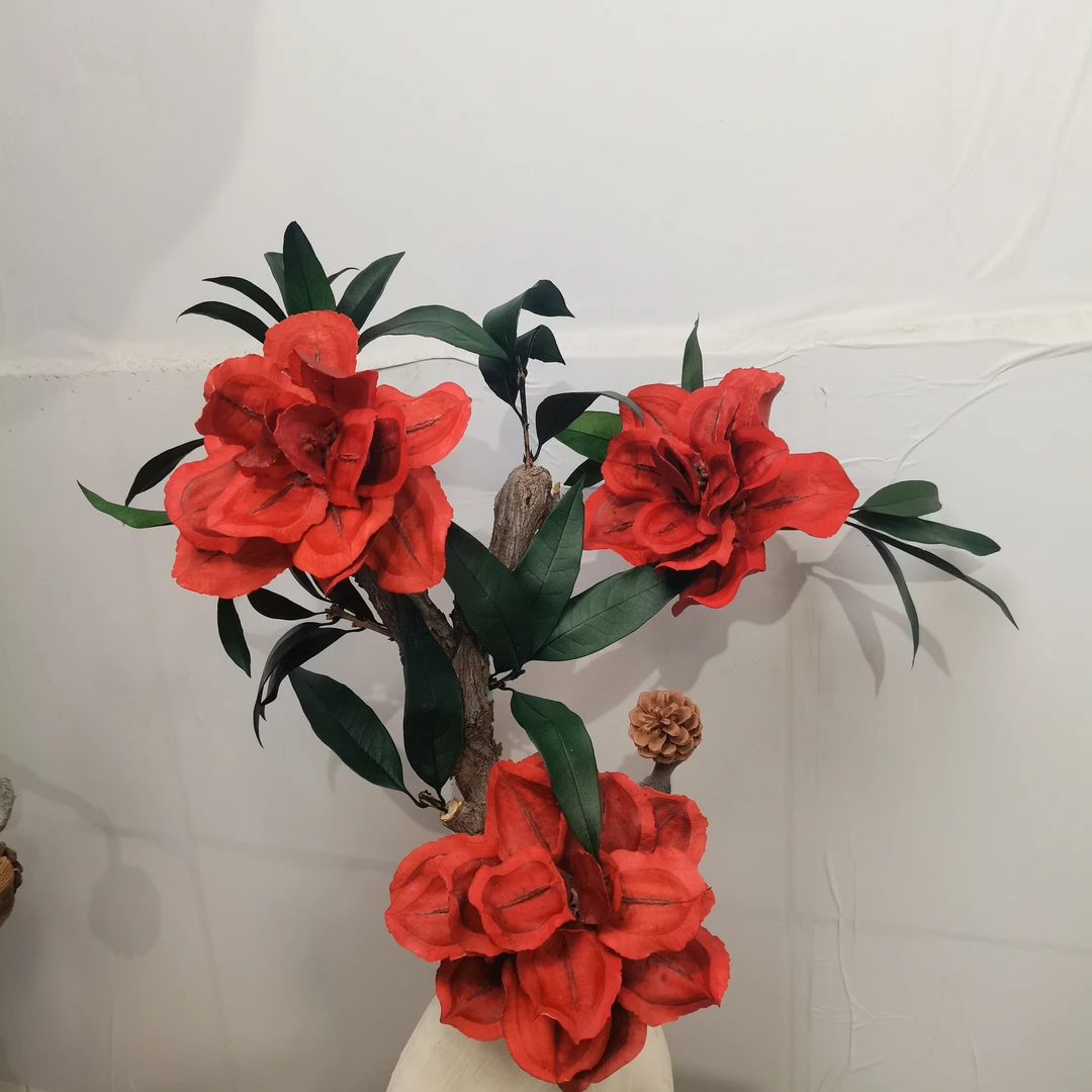龙枣枝油画莲永生花百搭贵气可用于玄关电视柜斗柜软装
