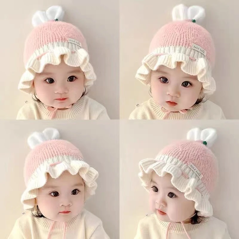 婴儿帽子秋冬季婴幼儿童雷锋帽冬款女童加绒护耳帽女宝宝保暖洋气