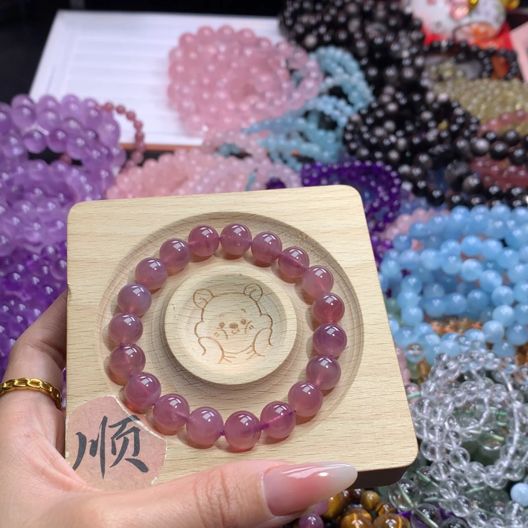 水晶手链未镶嵌智****i老矿紫马粉卡10