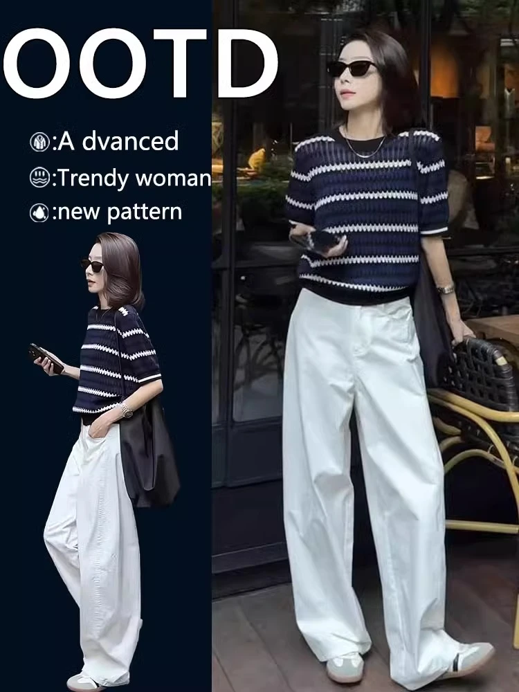 2025新款减龄搭配一整套夏装盐系炸街时尚高级感小香风阔腿裤套装