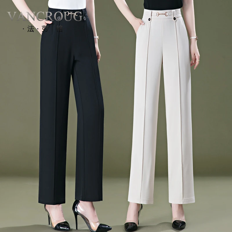 法劳格休闲裤女2025新款夏季薄款高腰宽松直筒垂感女士西装妈显