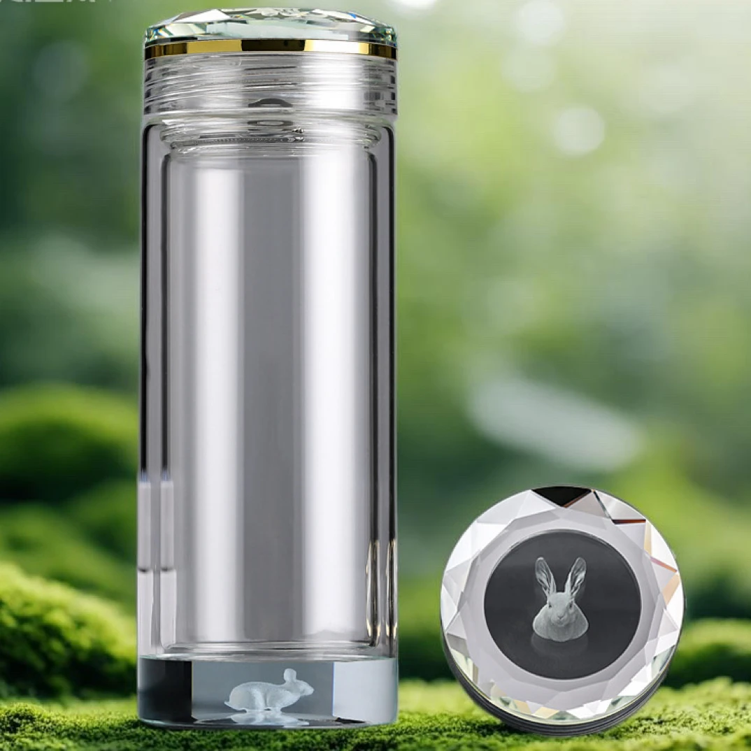 大容量男士加厚双层车载家用便携隔热防爆高档茶水杯透明过滤带盖