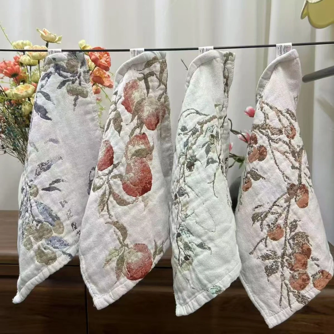 纯棉双层纱小方巾--花型按顺序发 36*36（3条装）