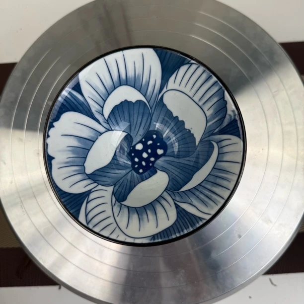 高级手工青花带釉高脚水培花盆尺寸(高度8口径12.5)