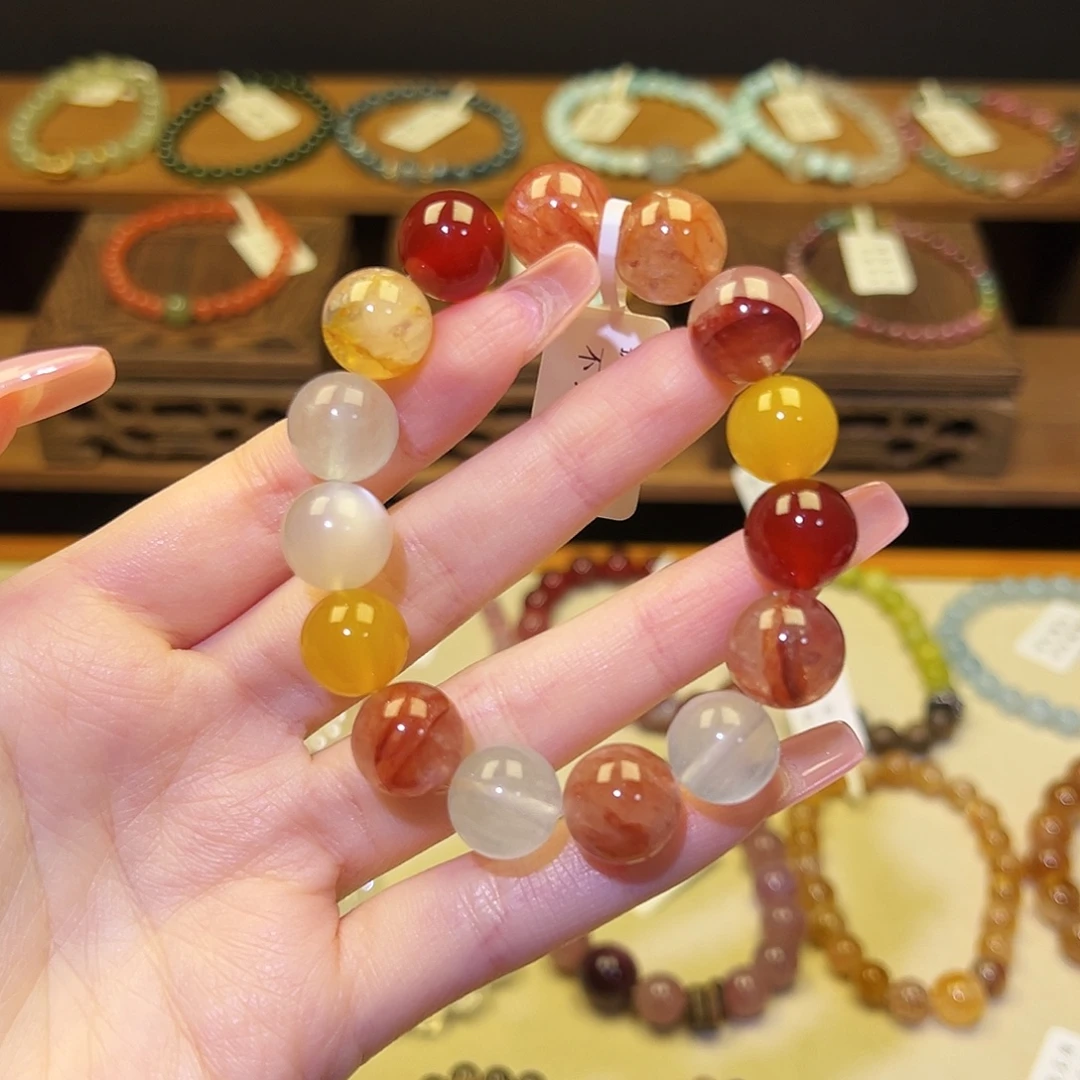 水晶手串银S925镀金镶嵌多宝1802