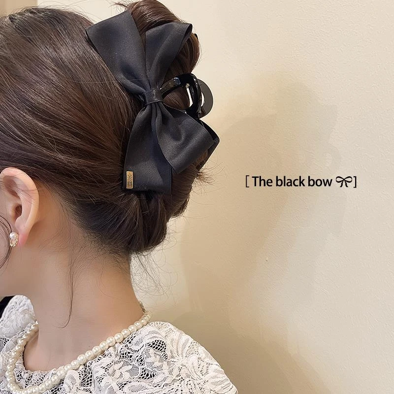 气质黑色蝴蝶结发夹女后脑勺网红抓夹大号2025新款鲨鱼夹高级感
