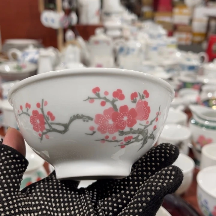 陶瓷醴陵群力釉下五彩5寸饭碗