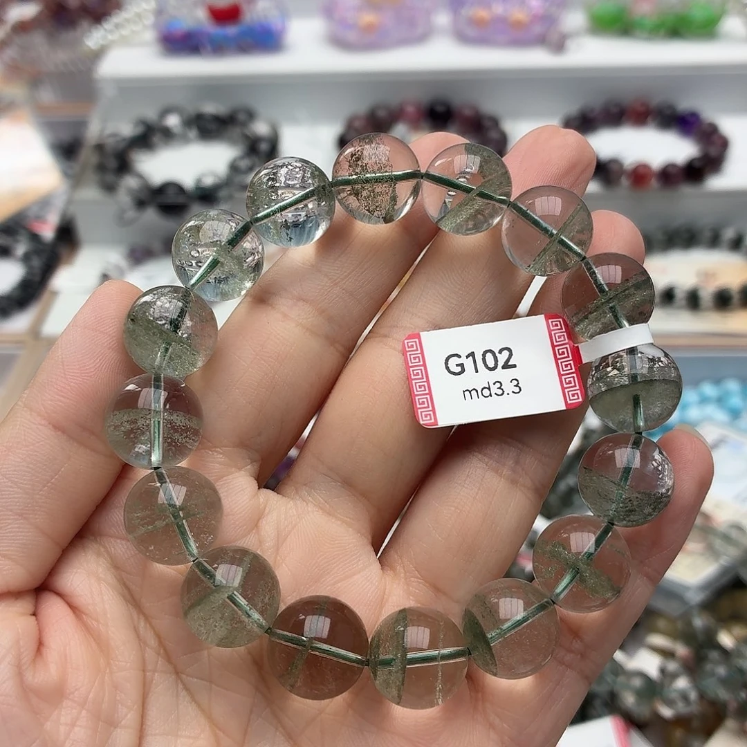 未镶嵌手链水晶13.8绿幽灵G102