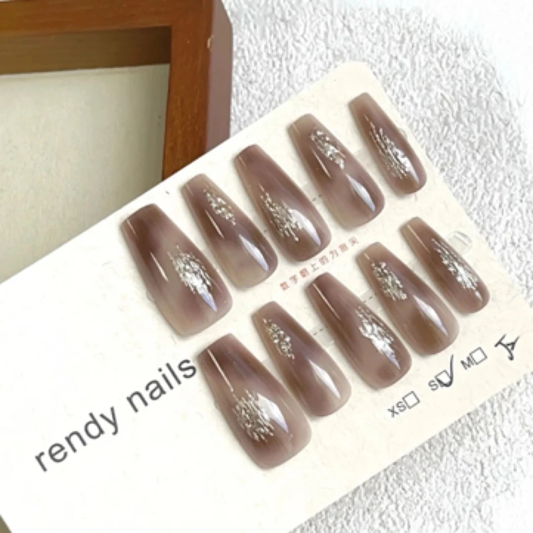 复古鎏金风美甲贴中长款秋冬新款穿戴甲