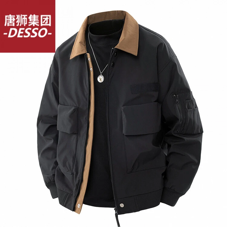 唐狮集团DESSO春季新款潮牌翻领长袖防风防水夹克外套男装青春流
