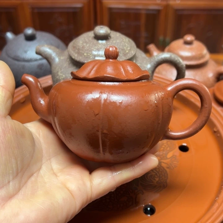 紫砂茶壶长***?宜兴原矿生砂生粉大红泥