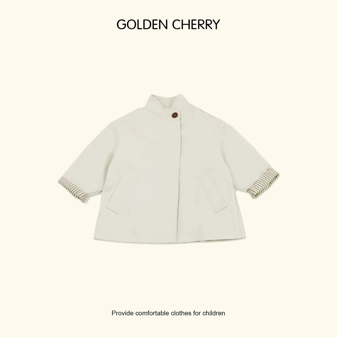 6【Golden cherry】儿童一粒扣条纹袖口百搭风衣569414