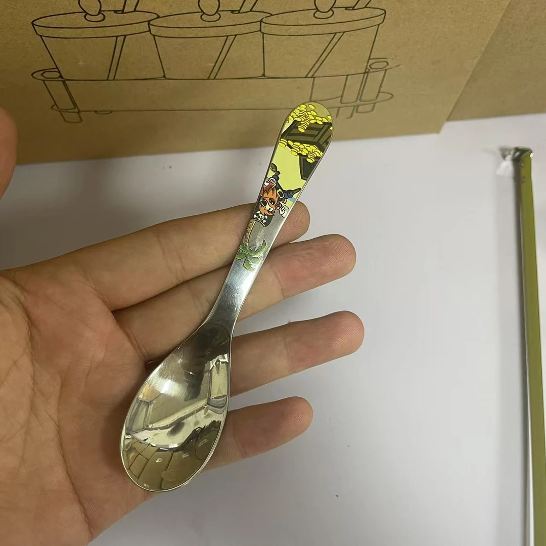 网红18-10短柄家用金色日常送礼大勺餐具钢勺吃饭勺子圆勺海盗