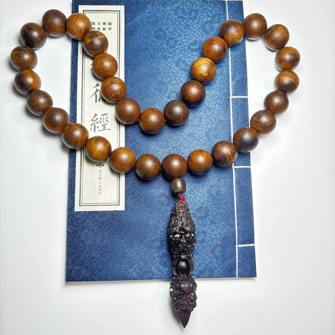 DZX119 沉香圆珠项链尺寸约25mm搭配沉香木降魔杵 多样性发一件