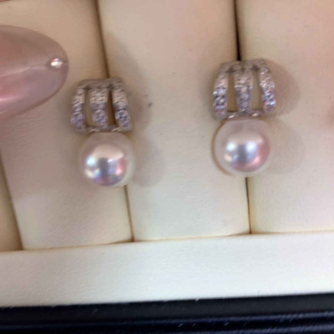 银S925镶嵌耳饰海水珍珠