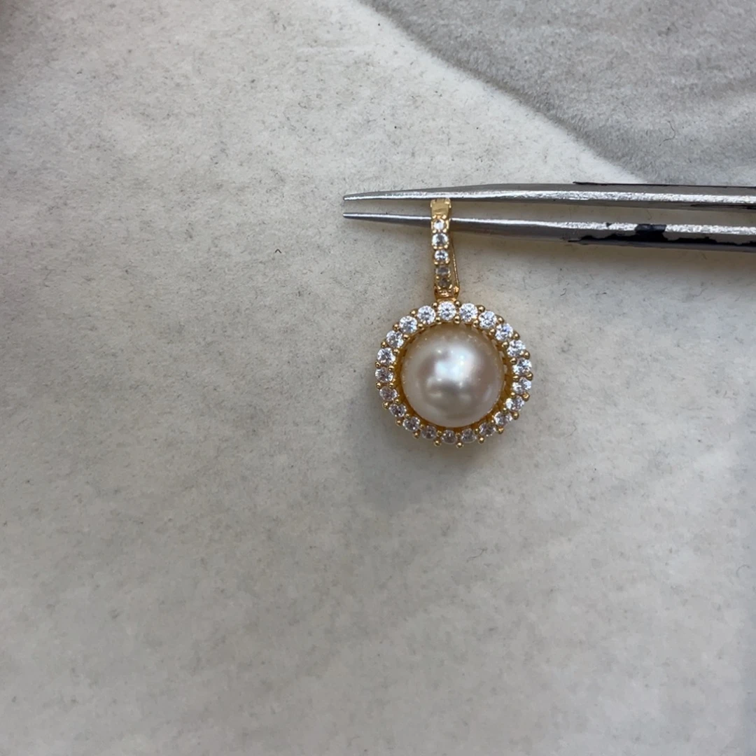 吊坠(不含链)银S925镶嵌海水珍珠