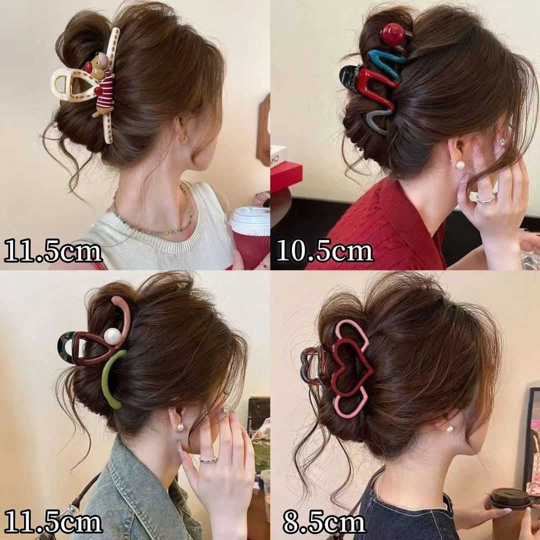 韩系可爱腊肠狗抓夹女高级感鲨鱼夹大号发量多后脑勺发抓发卡头饰