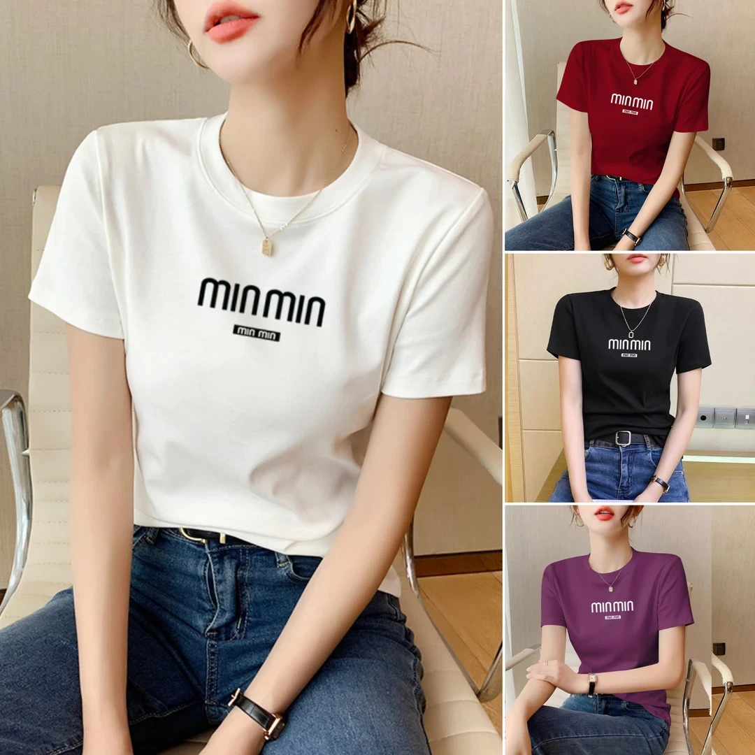 夏季短袖t恤女显瘦美式复古正肩圆领白色小飞袖休闲百搭t恤正肩