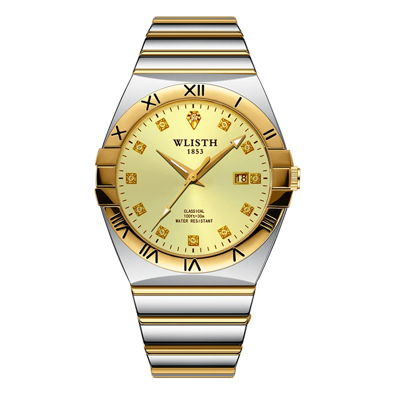 WLISTH沃力仕 手表经典时尚轻奢镶钻气质商务男士手表6157-1#