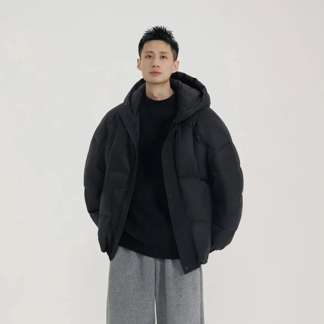 （现货现发）新款白鸭绒连帽蓬松保暖百搭潮流设计男女同款羽绒服