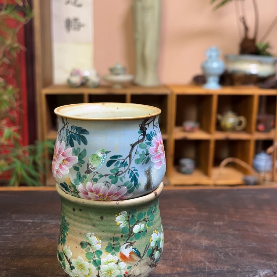 柴烧纯手工手绘陶瓷