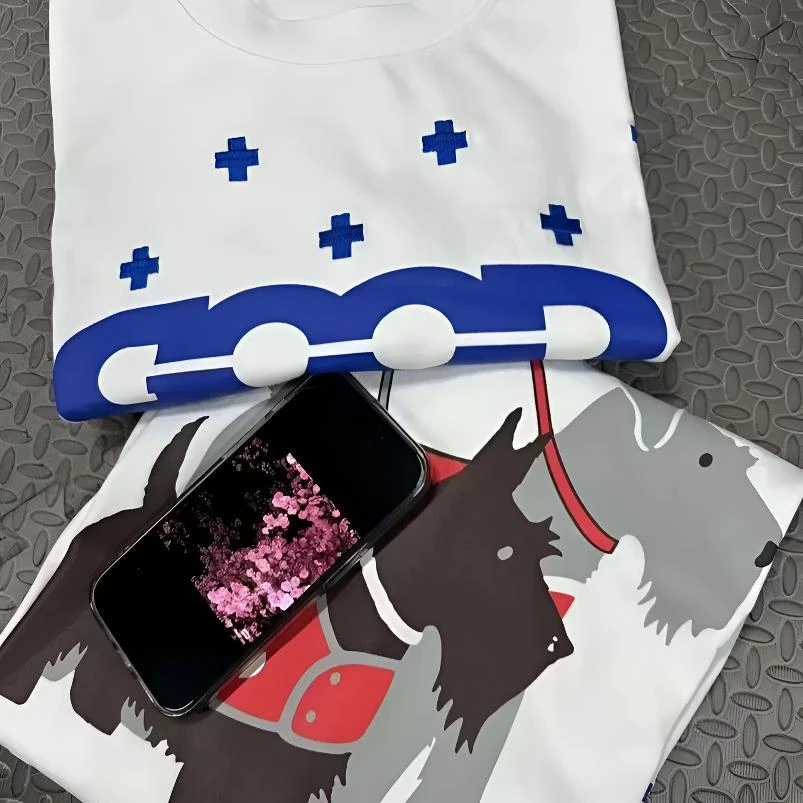goodbrand 2025SS雪纳瑞十字榻榻米高级感轻奢印花短袖t恤