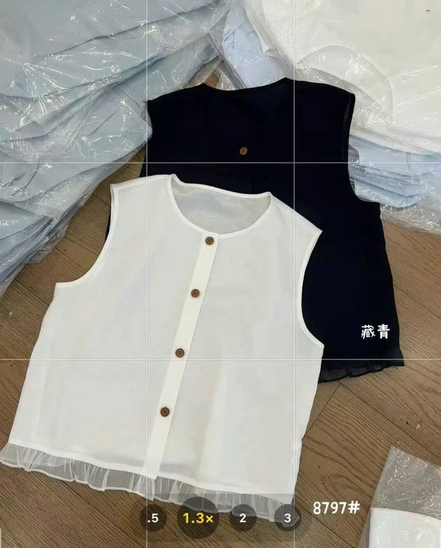 亚麻衬衣无袖 坎袖马甲 衫