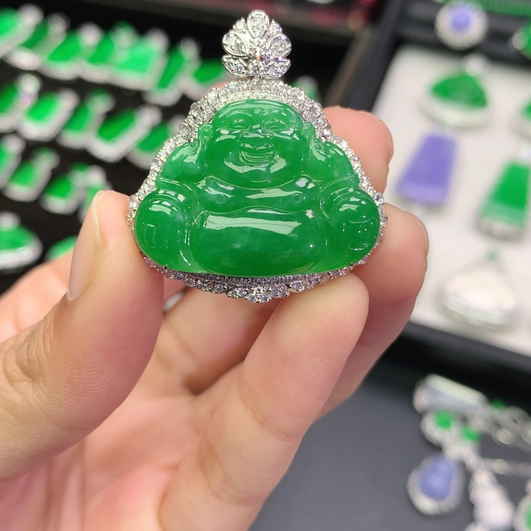 奉****翡翠18K金镶嵌吊坠(不含链)