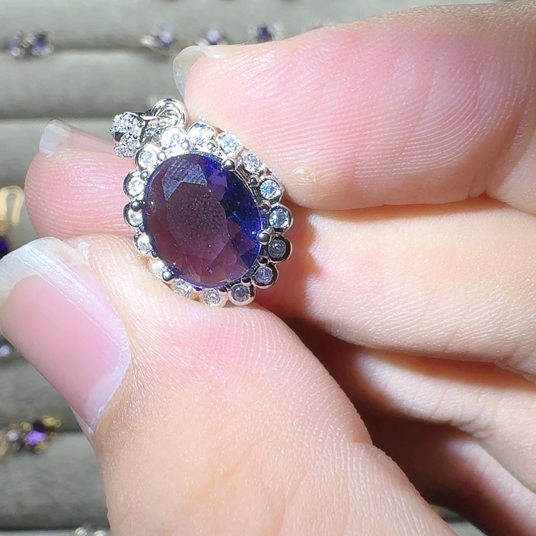 芙蓉石戒指银S925镶嵌