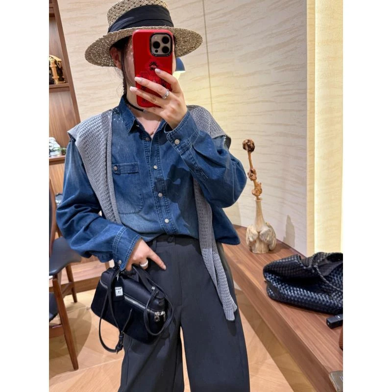 XMM【软绵绵牛仔衬衣】早秋新款时尚百搭潮流宽松休闲气质HZ2025889