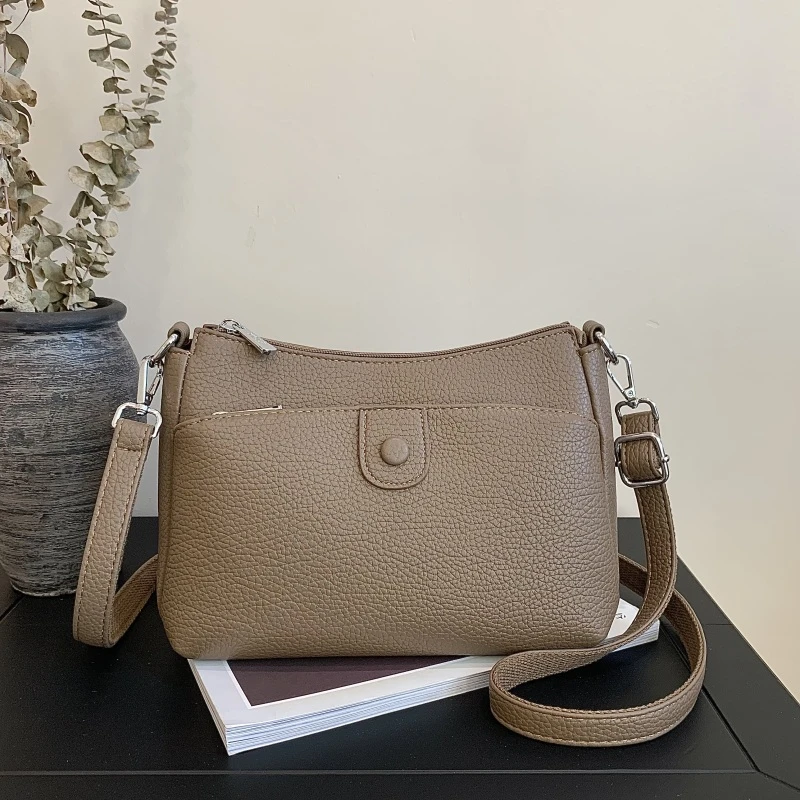 真皮包包女士2025新款时尚妈妈包斜挎包软皮多层3685单肩包