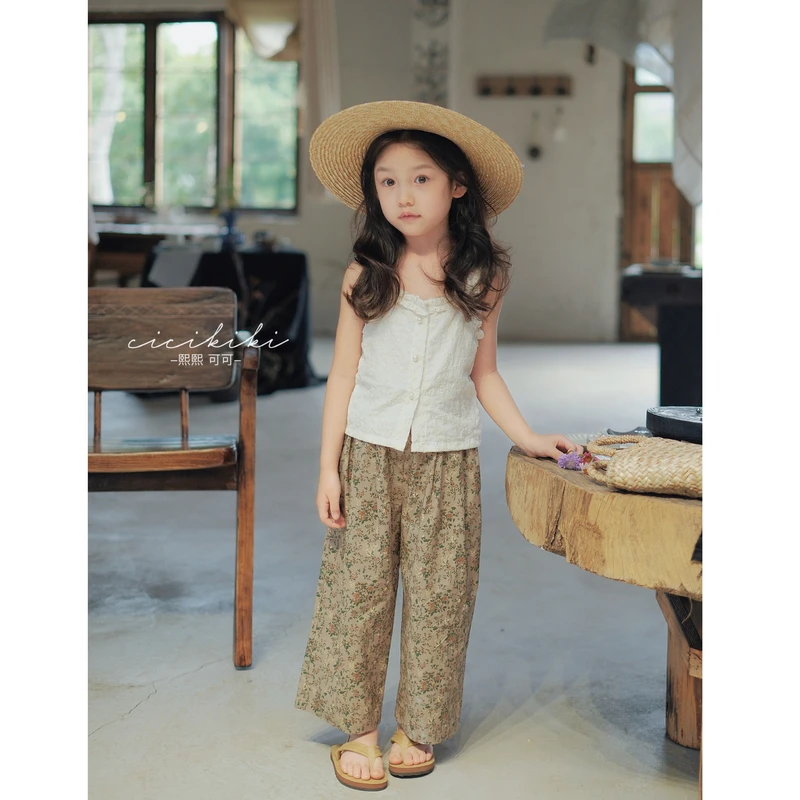 现货【花开半夏】2024夏款百搭薄款碎花休闲儿童裤子熙熙可可KZ2457