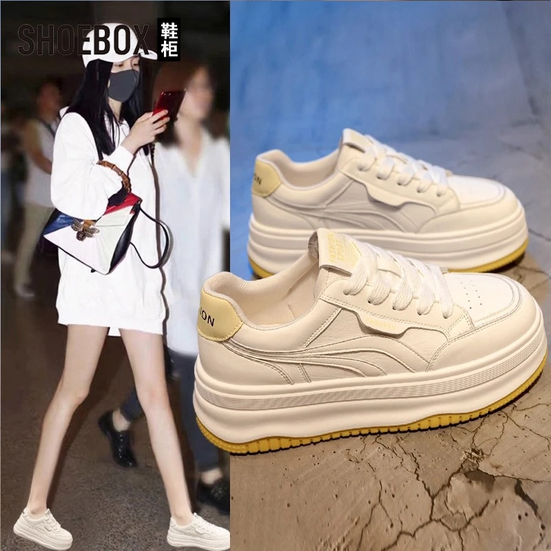 SHOEBOX鞋柜厚底小白鞋女鞋2025秋季新款透气学生运动休闲板鞋