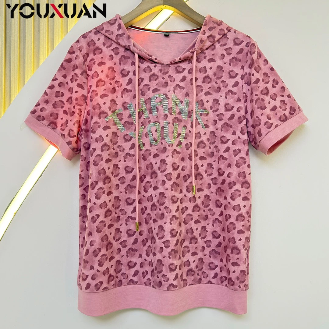 春夏季新品女士短袖连帽休闲T恤上衣女装时尚小衫卫衣89465