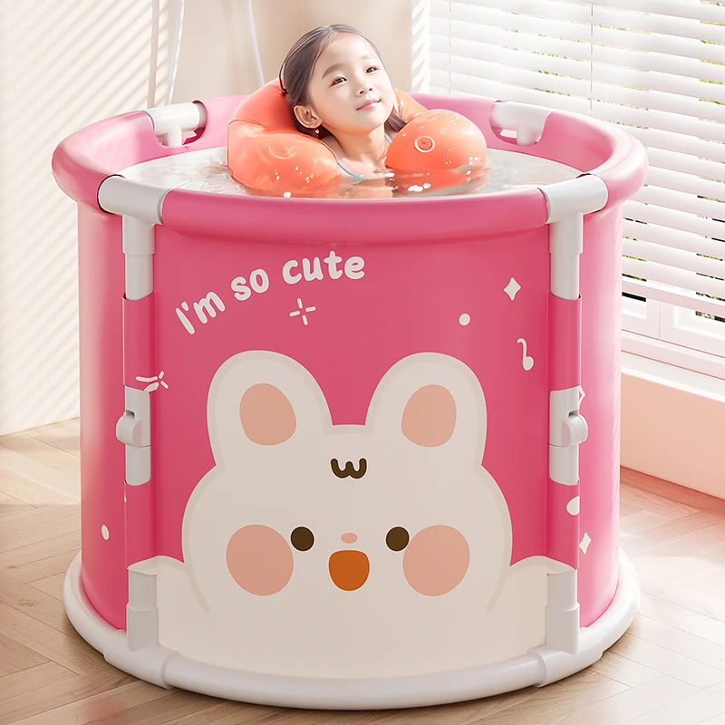 儿童泡澡桶婴儿宝宝游泳桶折叠加厚沐浴桶小孩家用可坐洗澡桶