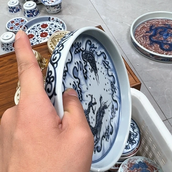 瓷片青花鱼化龙大壶乘景德镇