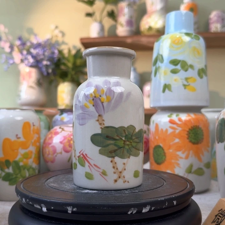 景德镇原创设计手绘陶瓷花瓶摆件无孔