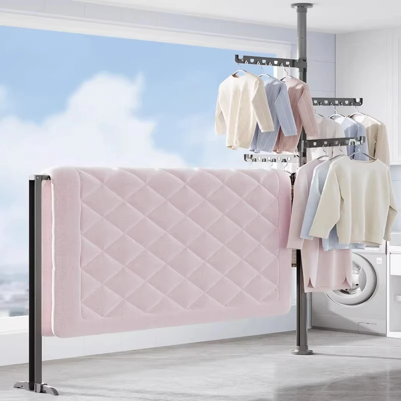 晾丽得顶天立地阳台阳光房晾衣架加粗加厚折叠可伸缩晒被子衣架杆