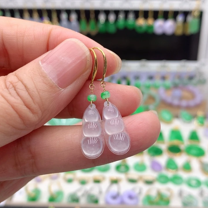 翡翠18K金镶嵌耳饰