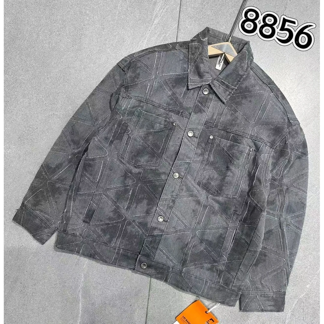 “AW”2025-灰色秋季贴布剪裁外套重工翻领夹克Z-8856