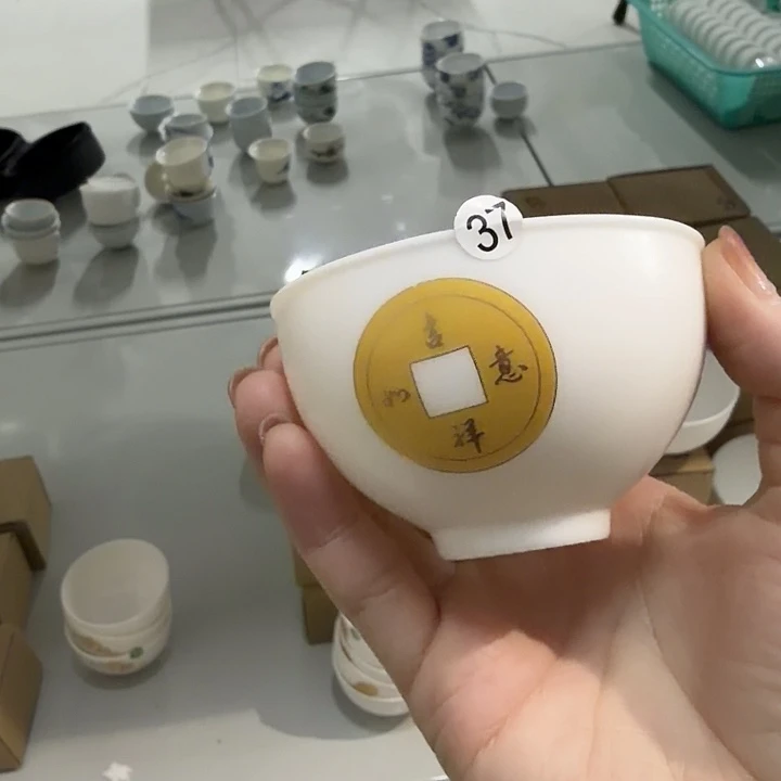 素烧羊脂玉猪油白杯子两个37@