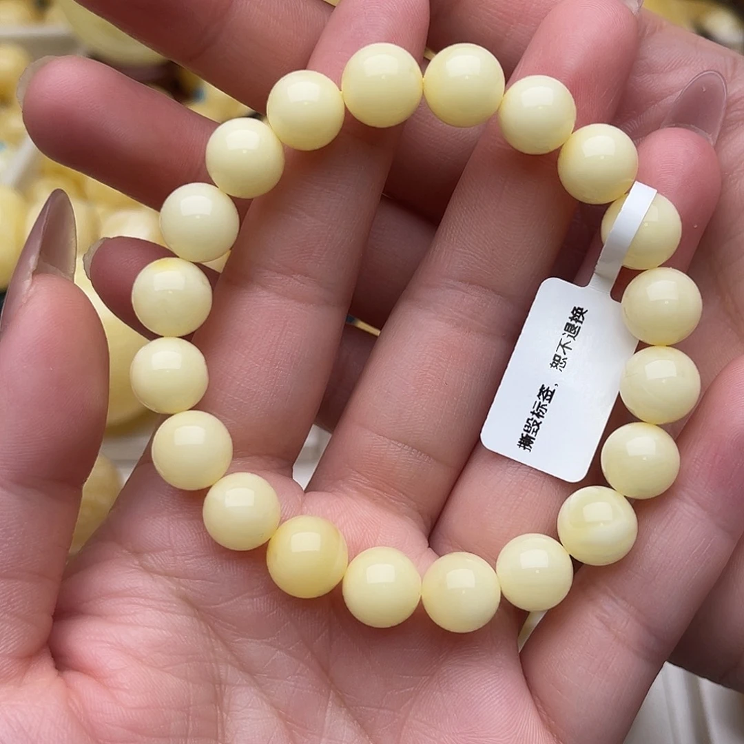 琥珀未镶嵌裸石蜜蜡圆珠手串卡十