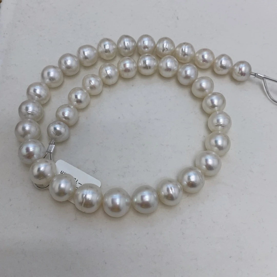 海水珍珠裸珠澳白满串11～13.2