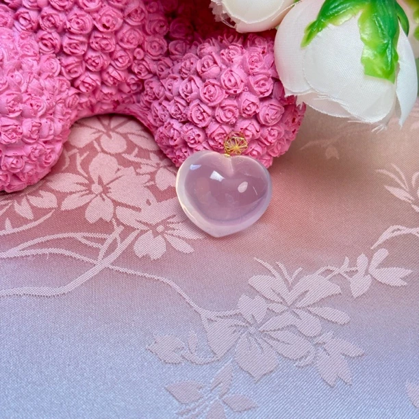 【玉涵珠宝】18K天然粉水晶心形吊坠587