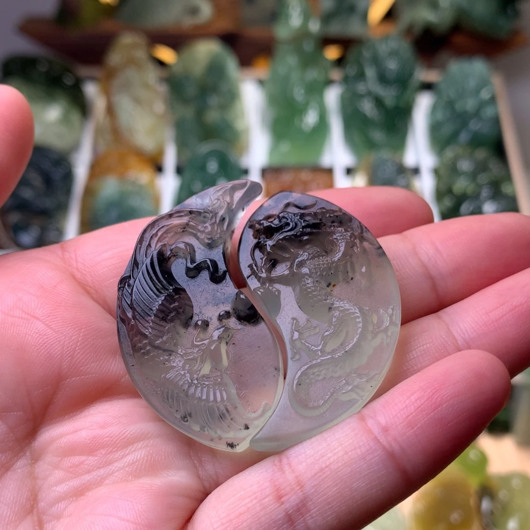 岫玉未镶嵌岫玉挂件龙凤