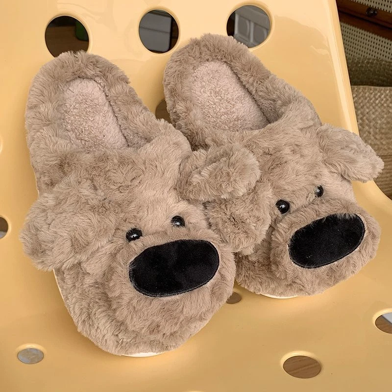 憨憨大鼻狗棉拖鞋男女冬季情侣外穿居家亲子防滑室内保暖棉鞋秋千