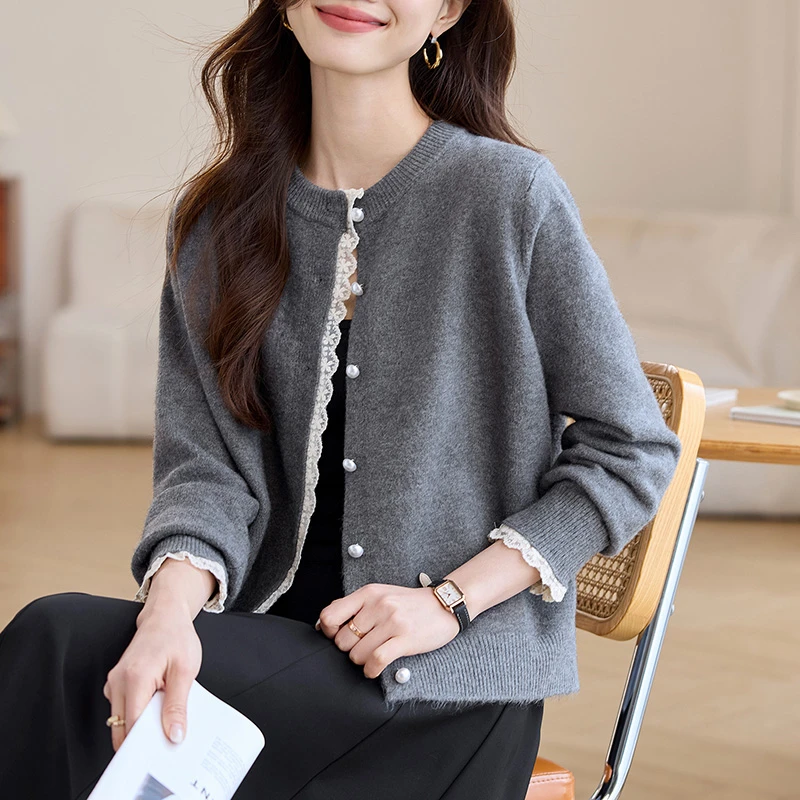 羊毛针织衫开衫女士春秋短款毛衣外套春装2025年新款洋气外搭上衣