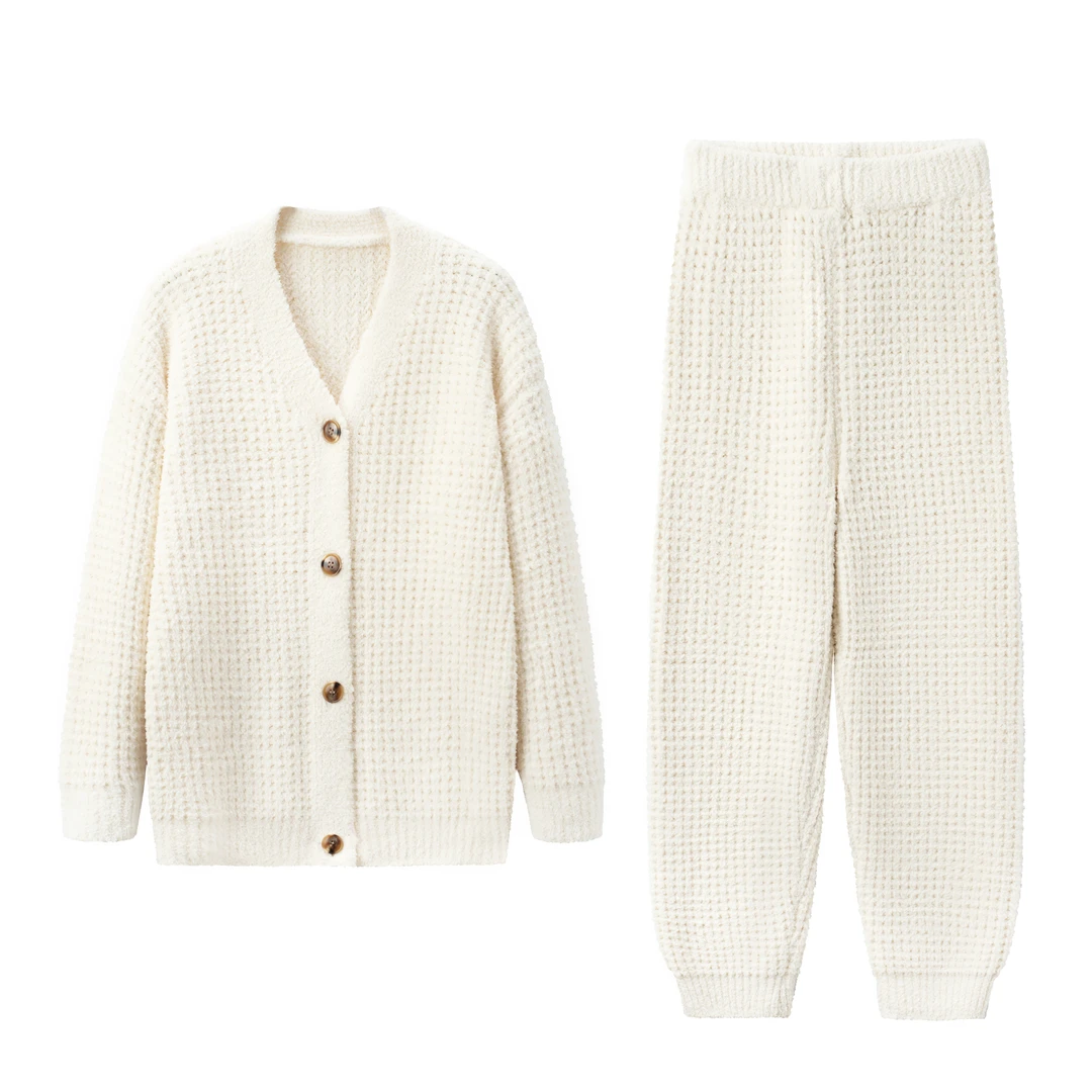 【情侣款】针织高密半边绒冬季新款保暖宽松家居服套装