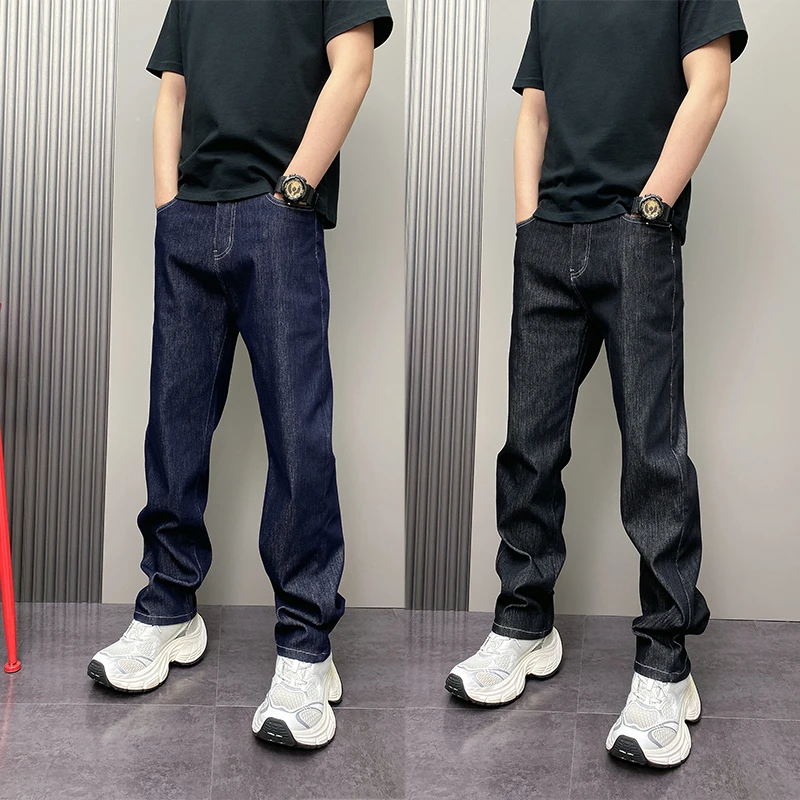 秋冬季时尚休闲帅气水洗复古潮流牛仔裤男直筒宽松高街百搭阔腿裤