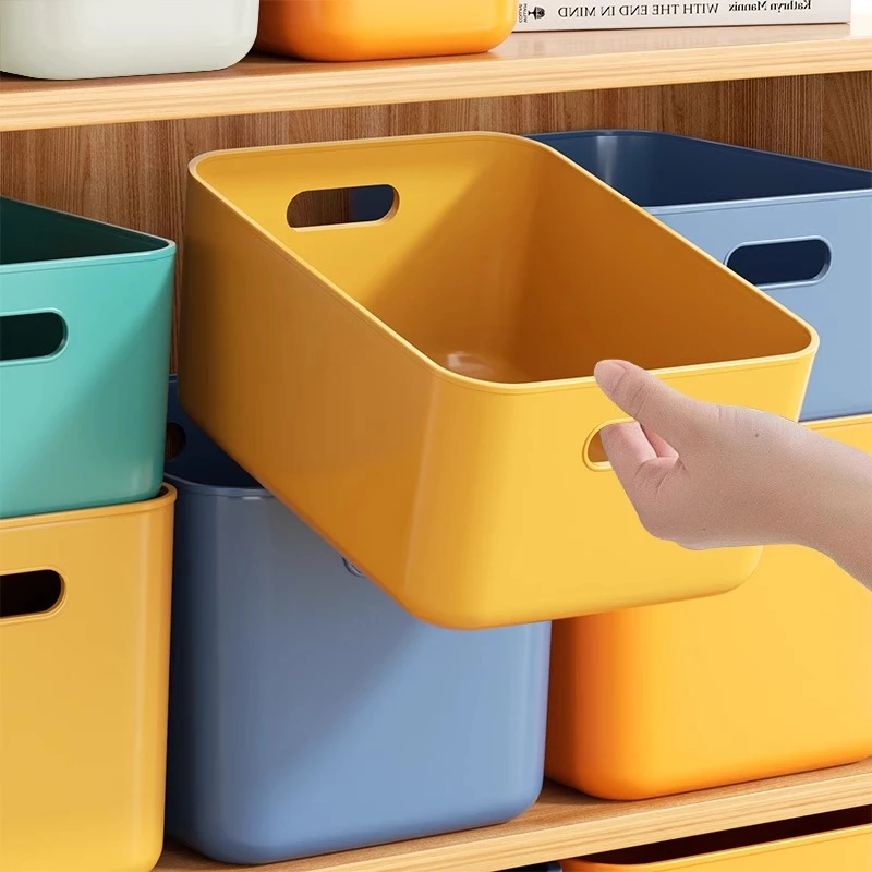 桌面整理盒零食收纳盒宿舍杂物整理储物筐家用厨房长方形塑料盒子